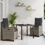 vidaXL Ensemble de salle à manger de jardin 3 pièces avec coussins - Rattan gris