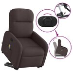 vidaXL Fauteuil inclinable de massage Marron foncé Tissu