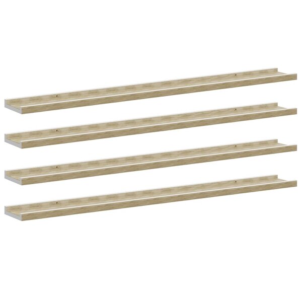vidaXL Étagères murales 4 Pièces blanc et chêne sonoma 100x9x3 cm