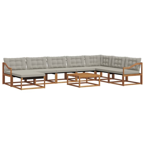 vidaXL Ensemble de canapés d'extérieur 9 Pièces Gris Naturel et Clair