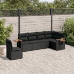 vidaXL Salon de jardin 6 Pièces avec coussins noir résine tressée