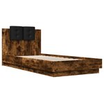vidaXL Cadre de lit avec LED sans matelas chêne fumé 100x200 cm