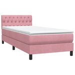 vidaXL Sommier à lattes de lit avec matelas et LED rose 90x220 cm velours