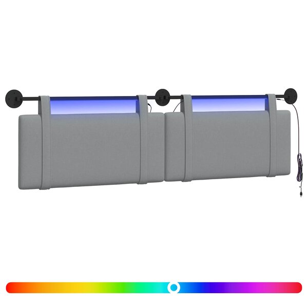 vidaXL Tête de lit suspendue Gris clair Tissu