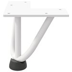 vidaXL Pieds en épingle à cheveux pour table basse 4 pièces Blanc 10 cm Acier massif