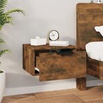 vidaXL Table de chevet murale Chêne fumé 34x30x20 cm