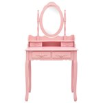 vidaXL Ensemble de coiffeuse avec tabouret Rose 75x69x140 cm Paulownia
