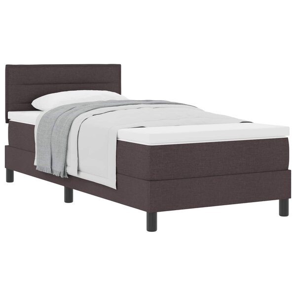 vidaXL Lit à ressorts avec tête de lit Marron foncé 90 x 200 cm tissu