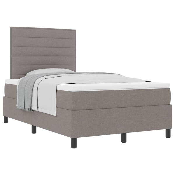 vidaXL Lit à ressorts avec tête de lit Taupe 120 x 190 cm tissu