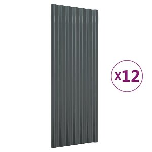 vidaXL Panneaux de toiture 12 Pièces Acier Anthracite 100x36 cm