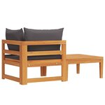 vidaXL Salon de jardin 2 Pièces avec coussins gris foncé Bois d'acacia