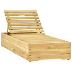 vidaXL Chaise longue avec coussin vert Bois de pin imprégné