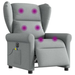 vidaXL Fauteuil de massage inclinable électrique gris clair tissu