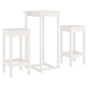 vidaXL Ensemble de bar 3 Pièces Blanc Bois de pin massif
