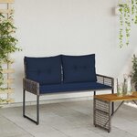 vidaXL Banc extérieur avec coussin Gris et Marine 118 x 55 x 82 cm