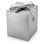 Lot de 25: boite cadeau blanche avec ruban satin or 14x14x16,3 cm