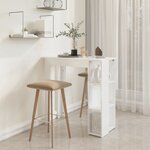 vidaXL Table de bar et étagère Blanc brillant Bois d'ingénierie