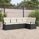 vidaXL Ensemble de canapé de jardin avec coussin 5 Pièces Noir  Crème
