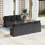 vidaXL Ensemble de canapé de jardin avec coussin 8 Pièces Noir Poly rotin