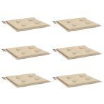 vidaXL Coussins de chaise jardin lot de 6 beige 50x50x4cm tissu oxford