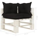 Vidaxl canapé d'angle palette de jardin avec coussins noir bois