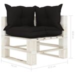 vidaXL Canapé d'angle palette de jardin avec coussins noir Bois