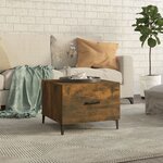 vidaXL Table basse avec pieds en métal Chêne fumé 50x50x40 cm