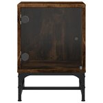vidaXL Table de chevet avec porte en verre chêne fumé 35x37x50 cm