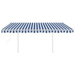 vidaXL Auvent automatique capteur de vent et LED 4 5x3 m Bleu et blanc