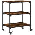 vidaXL Chariot de cuisine chêne fumé 60x41x76 cm bois d'ingénierie