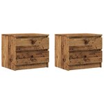 vidaXL Tables de chevet 2 Pièces vieux bois 50x40x43.5 cm bois ingénierie