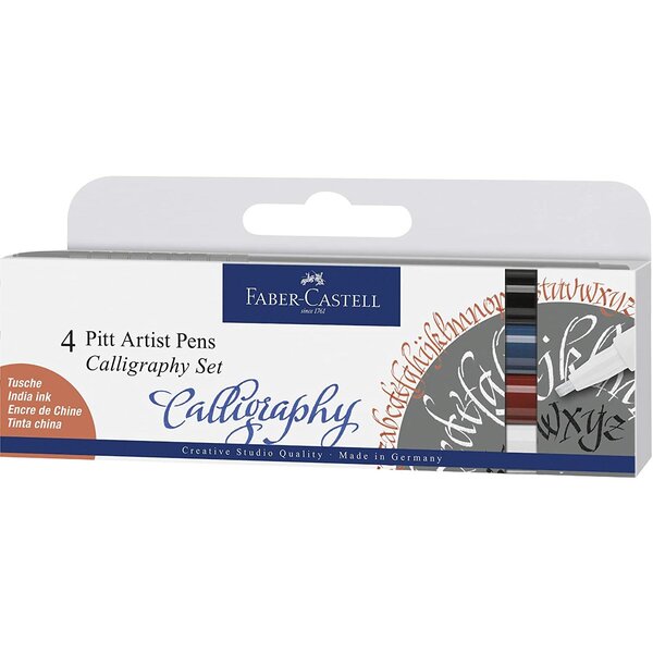 Pitt Artist Pen Lot de 4 stylos à encre de calligraphie Multicolore 2 5 mm x 5 FABER-CASTELL