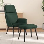 vidaXL Chaise de relaxation avec tabouret Vert foncé Tissu