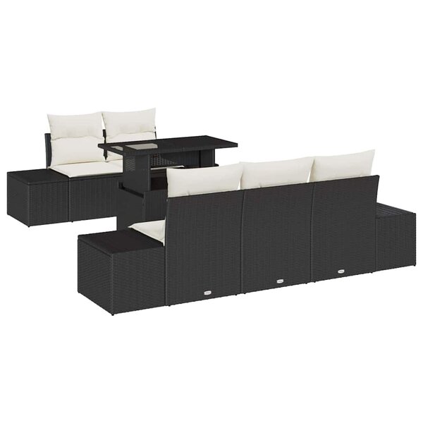 vidaXL Ensemble de canapé de jardin avec coussin 6 Pièces Noir et crème