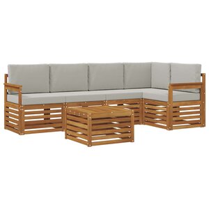 vidaXL Ensemble de canapé d'angle 6 Pièces Gris Naturel et Clair