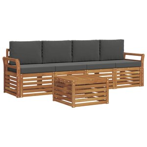 vidaXL Ensemble de canapés d'extérieur 5 Pièces Naturel et Anthracite