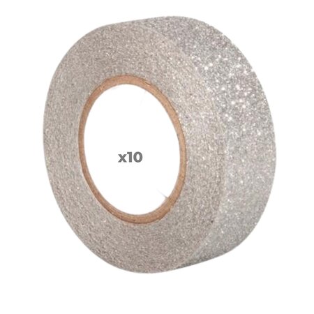 10 glitter tapes 5 m x 1 5 cm - argenté