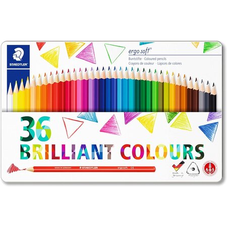 Crayon couleur ergosoft triangulaire 157 boîte métal couleurs 36 unités STAEDTLER