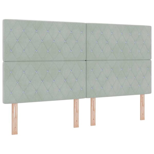 vidaXL Tête de Lit LED Argyle Manuel Gris clair 90 cm Velours