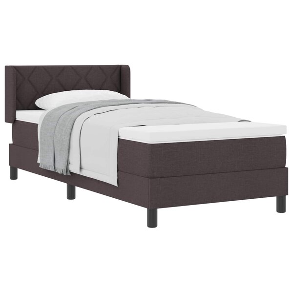 vidaXL Lit à ressorts avec tête de lit Marron foncé 200 x 90 cm tissu