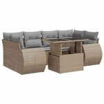 vidaXL Salon de jardin avec coussins 7 Pièces beige résine tressée