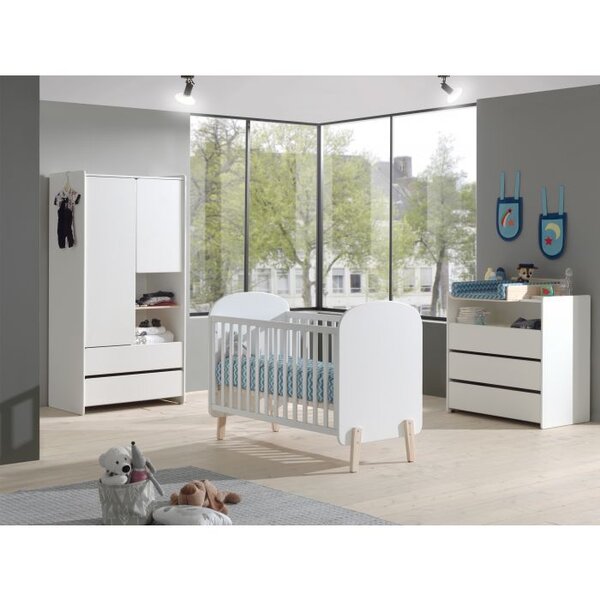 KIDDY Lit bébé + Commode 3 tiroirs + Plan à langer + Armoire