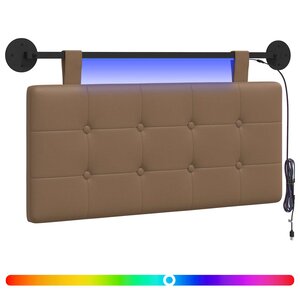 vidaXL Tête de lit suspendue Avec lumière LED Cappuccino Simili cuir