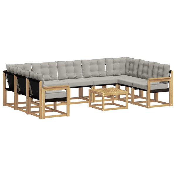 vidaXL Ensemble de canapés d'extérieur 10 pc Blanc et gris clair