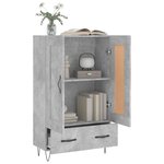 vidaXL Buffet haut gris béton 69 5x31x115 cm bois d'ingénierie