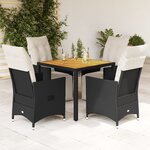 vidaXL Ensemble à manger de jardin coussins 5Pièces Noir Résine tressée