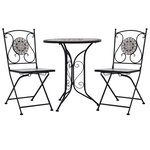 vidaXL Mobilier de bistro 3 Pièces mosaïque Carreaux céramiques Gris