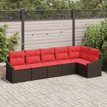 vidaXL Ensemble de Canapés avec coussin 6 Pièces Marron polyrotin