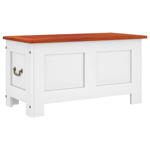 vidaXL Coffre de rangement et couvercle marron et blanc bois d'acacia