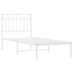 vidaXL Cadre de lit métal sans matelas avec tête de lit blanc 80x200cm